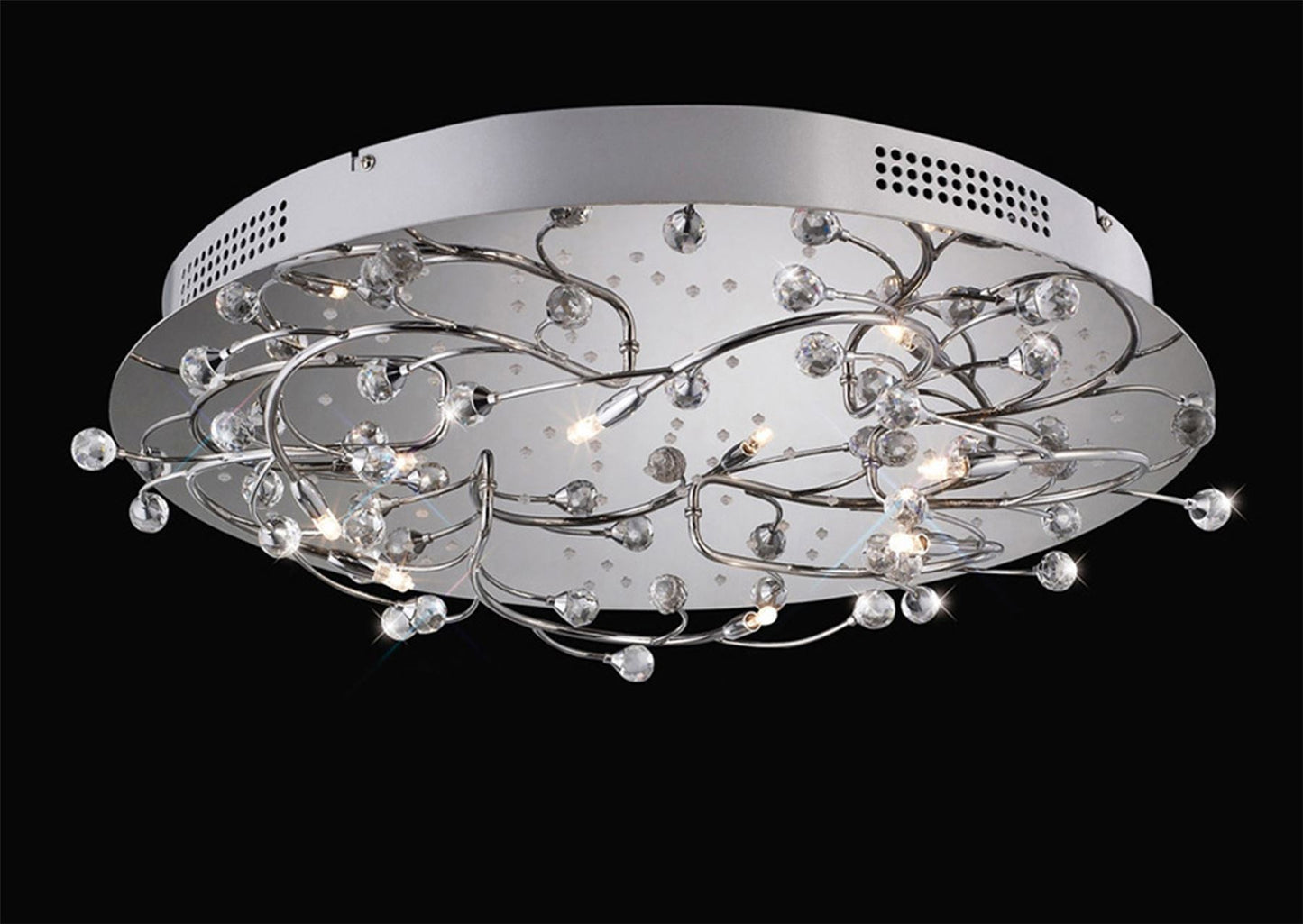 Diyas Fia 59cm Flush  Round 6 Light G4 with White LEDs Polished Chrome/Crystal, NOT LED/CFL Compatible Ceiling Light Fitting
