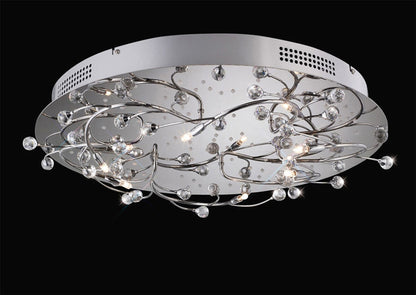 Diyas Fia 59cm Flush  Round 6 Light G4 with White LEDs Polished Chrome/Crystal, NOT LED/CFL Compatible Ceiling Light Fitting
