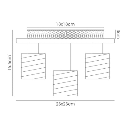 Deco Accor Ceiling Flush 5 Light G9, 230mm Square, Antique Brass/Clear Glass