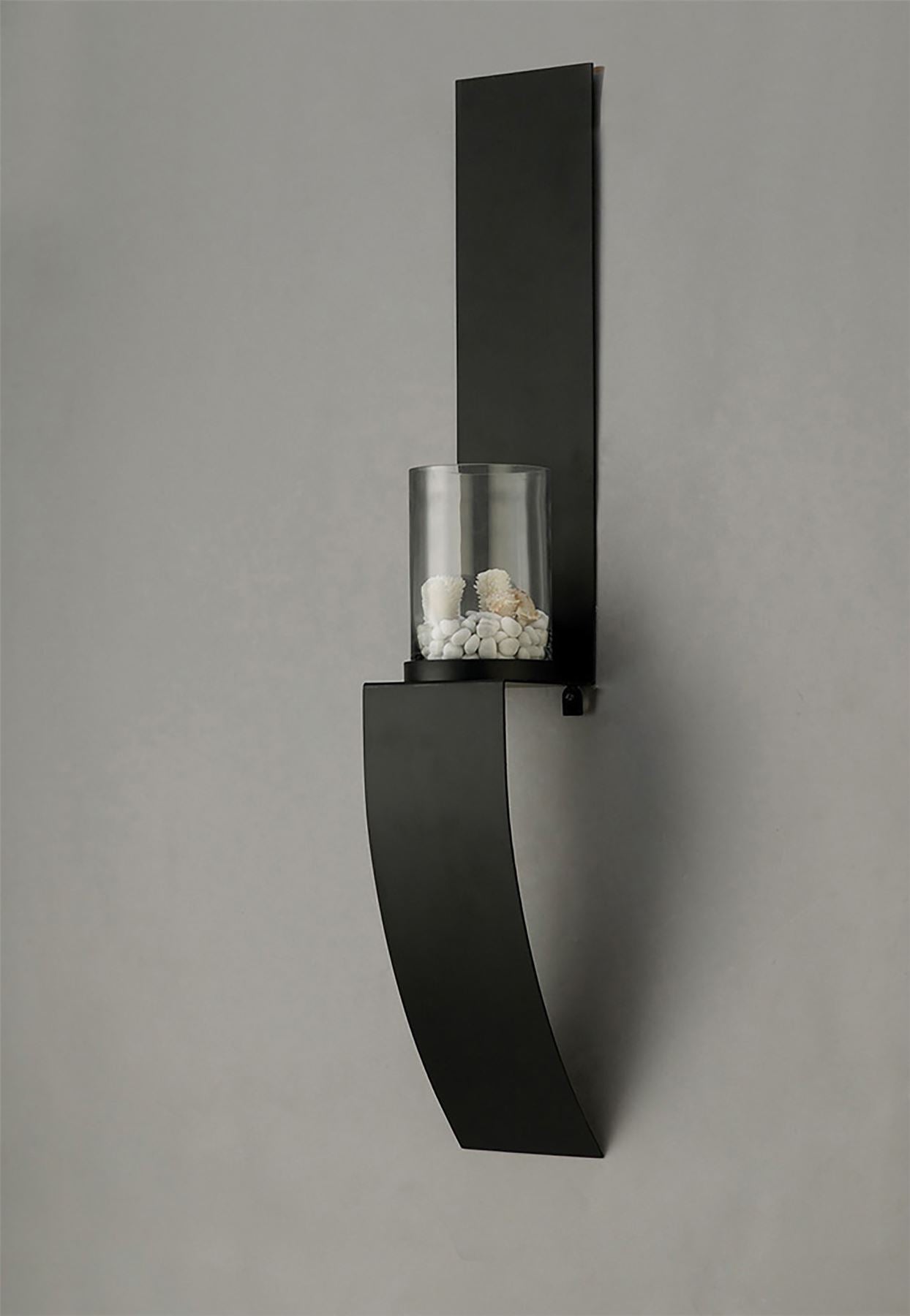 Diyas Home (DH) Lirio Wall Light Mounted Candle Holder 79Cm Black/Clear Glass