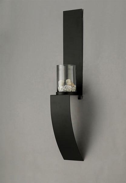 Diyas Home (DH) Lirio Wall Light Mounted Candle Holder 79Cm Black/Clear Glass