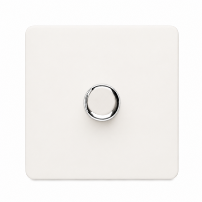 Trendi 1 Gang 2 Way 100w LED Dimmer Screwless 10 Amp Wall Light Switch in Matt White - ART-LDMMWH