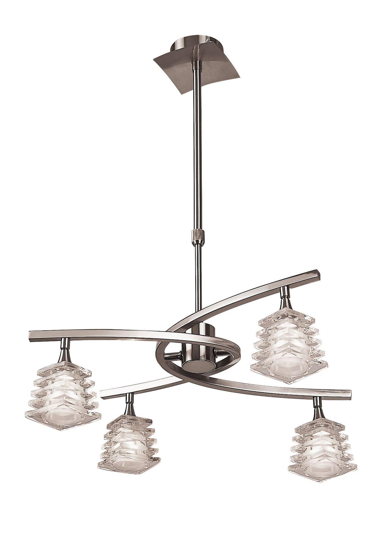 Mantra M0012 Keops Telescopic Pendant Semi Flush Convertible 4 Light G9, Satin Nickel