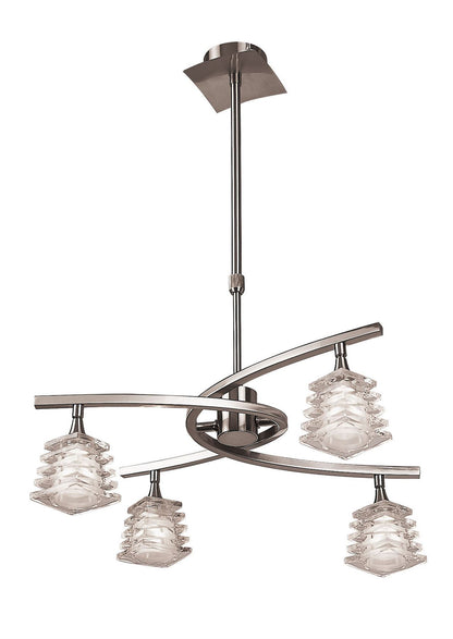 Mantra M0012 Keops Telescopic Pendant Semi Flush Convertible 4 Light G9, Satin Nickel