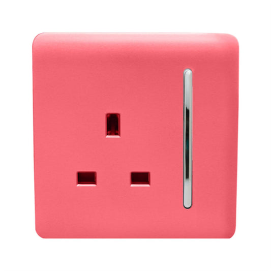 Trendi 1 Gang Artistic Modern Glossy 13 Amp Switched Tactile Plug Socket Strawberry