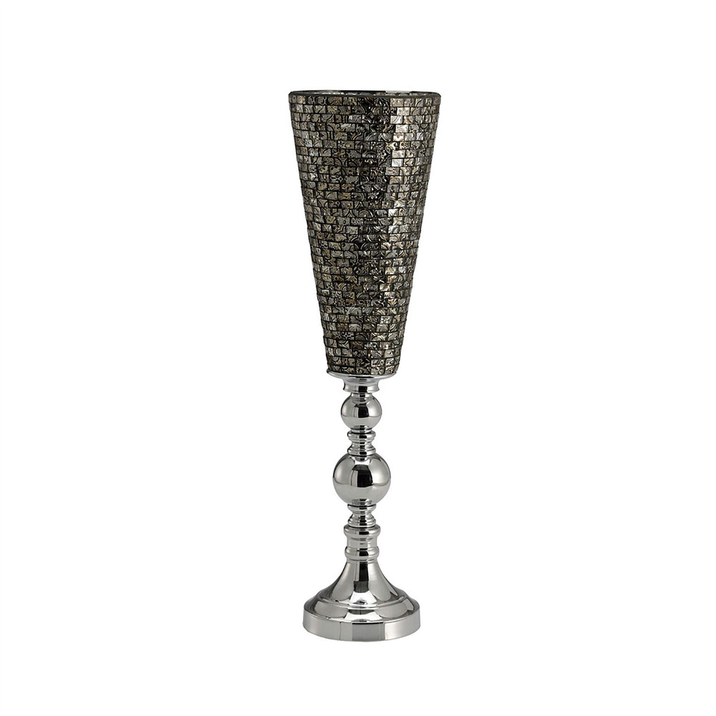 Diyas Home (DH) Celeste Mosaic Goblet Vase Large Polished Chrome Mosaic