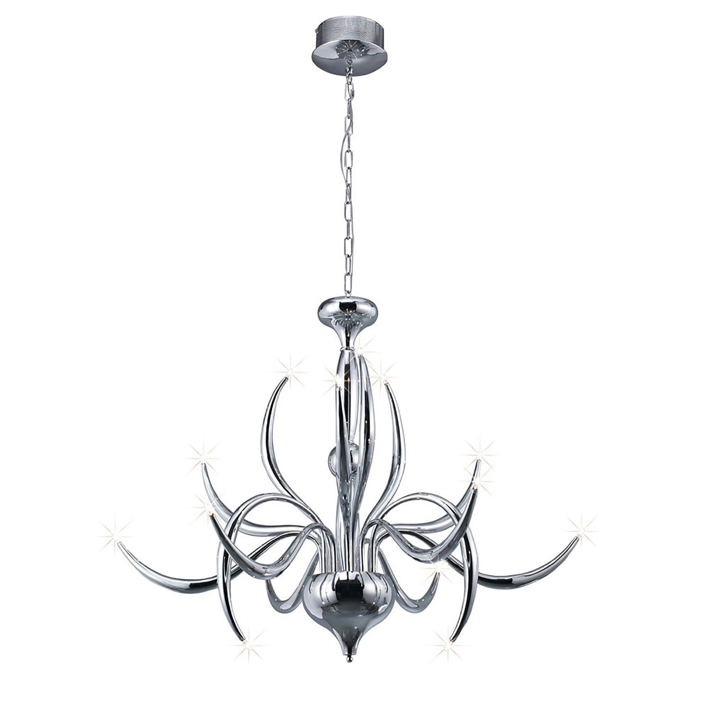 Diyas Llamas 96cm  15 Light G4 Polished Chrome, NOT LED/CFL Compatible Ceiling Pendant Light Fitting