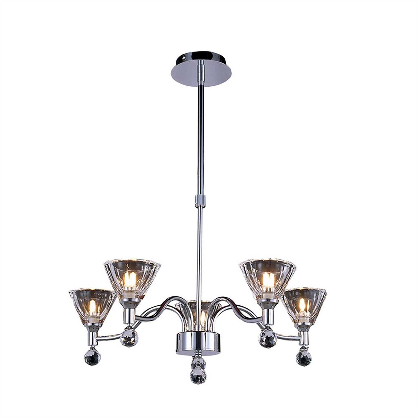 Diyas Neptune 52cm  Round 5 Light G9 Polished Chrome Ceiling Pendant Light Fitting