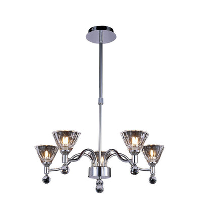 Diyas Neptune 52cm  Round 5 Light G9 Polished Chrome Ceiling Pendant Light Fitting