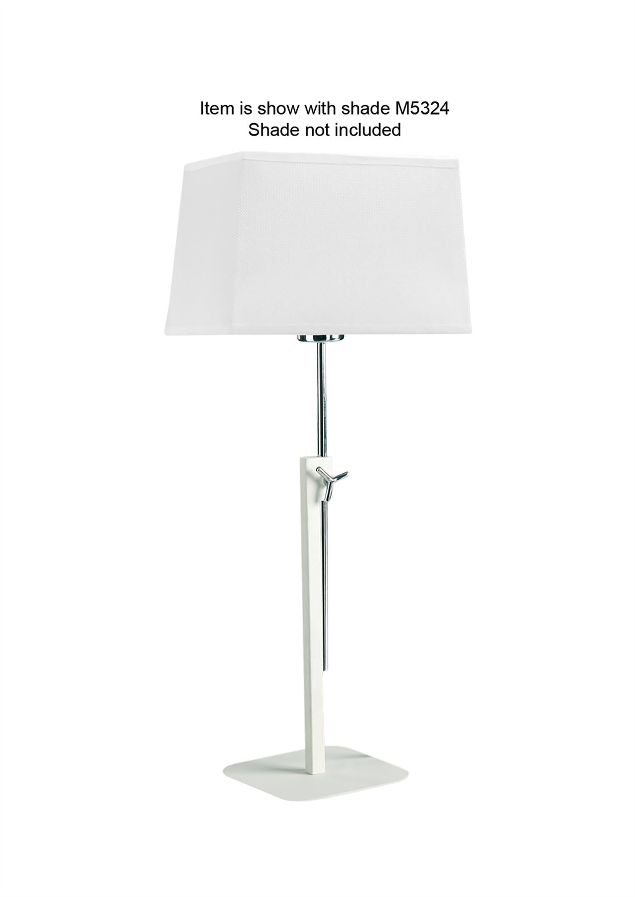 Mantra M5320 Habana Table Lamp Telescopic WITHOUT SHADE 1 Light E27, Matt White/Polished Chrome
