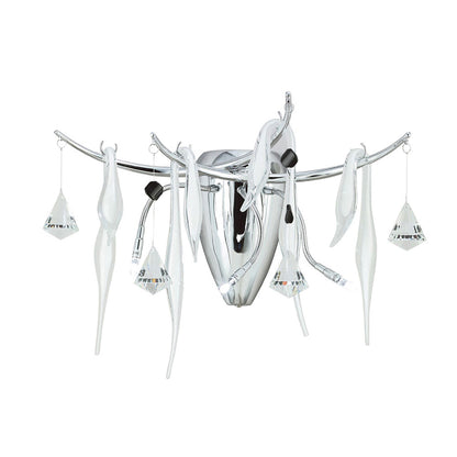 Diyas Cygnet Wall Light 3 Light G4 Polished Chrome/White Glass/Crystal, NOT LED/CFL Compatible