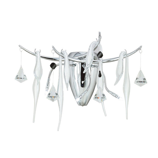 Diyas Cygnet Wall Light 3 Light G4 Polished Chrome/White Glass/Crystal, NOT LED/CFL Compatible