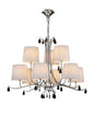 Mantra M6311 Andrea Pendant 88cm Round, 6+3 x E14 (Max 20W), Polished Chrome, White Shades, Black Crystal Droplets