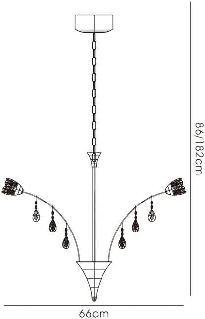 Diyas Bouquet 66cm  18 Light G4 Polished Chrome/Crystal, NOT LED/CFL Compatible Ceiling Pendant Light Fitting