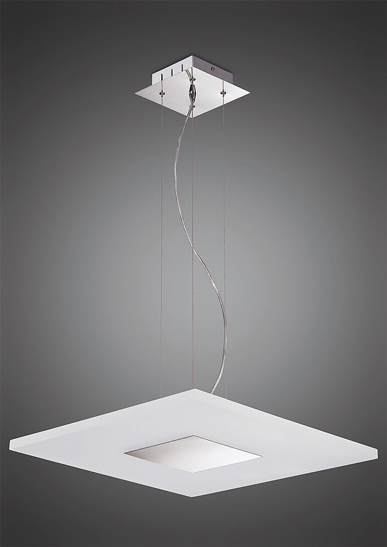 Mantra Fusion Notte Pendant 28W LED Square 3000K, 1700lm, Polished Chrome/Frosted Acrylic, 3yrs Warranty