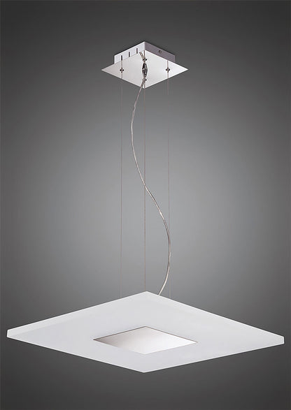 Mantra Fusion Notte Pendant 28W LED Square 3000K, 1700lm, Polished Chrome/Frosted Acrylic, 3yrs Warranty
