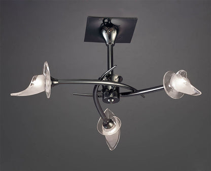 Mantra Flavia 54cm Semi Flush Round 3 Light G9, Black Chrome