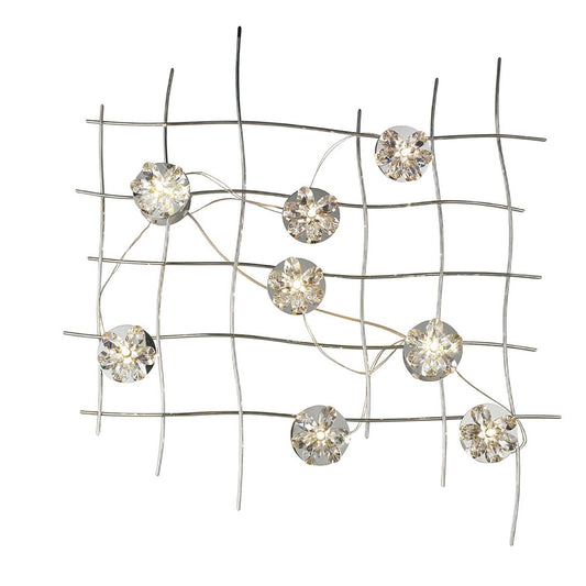 Diyas Home (DH) Aviance Illuminated Large Switched 8 Light G4 Wall Light Art Polished Chrome/Crystal, NOT LED/CFL Compatible