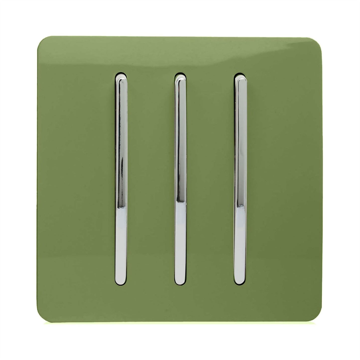 Trendi 3 Gang 2 Way Artistic Modern Glossy 10 Amp Rocker Tactile Light Switch Moss Green