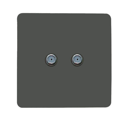Trendi Switch 2 Gang Male F-Type Satellite Television Socket in Charcoal