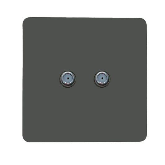 Trendi Switch 2 Gang Male F-Type Satellite Television Socket in Charcoal