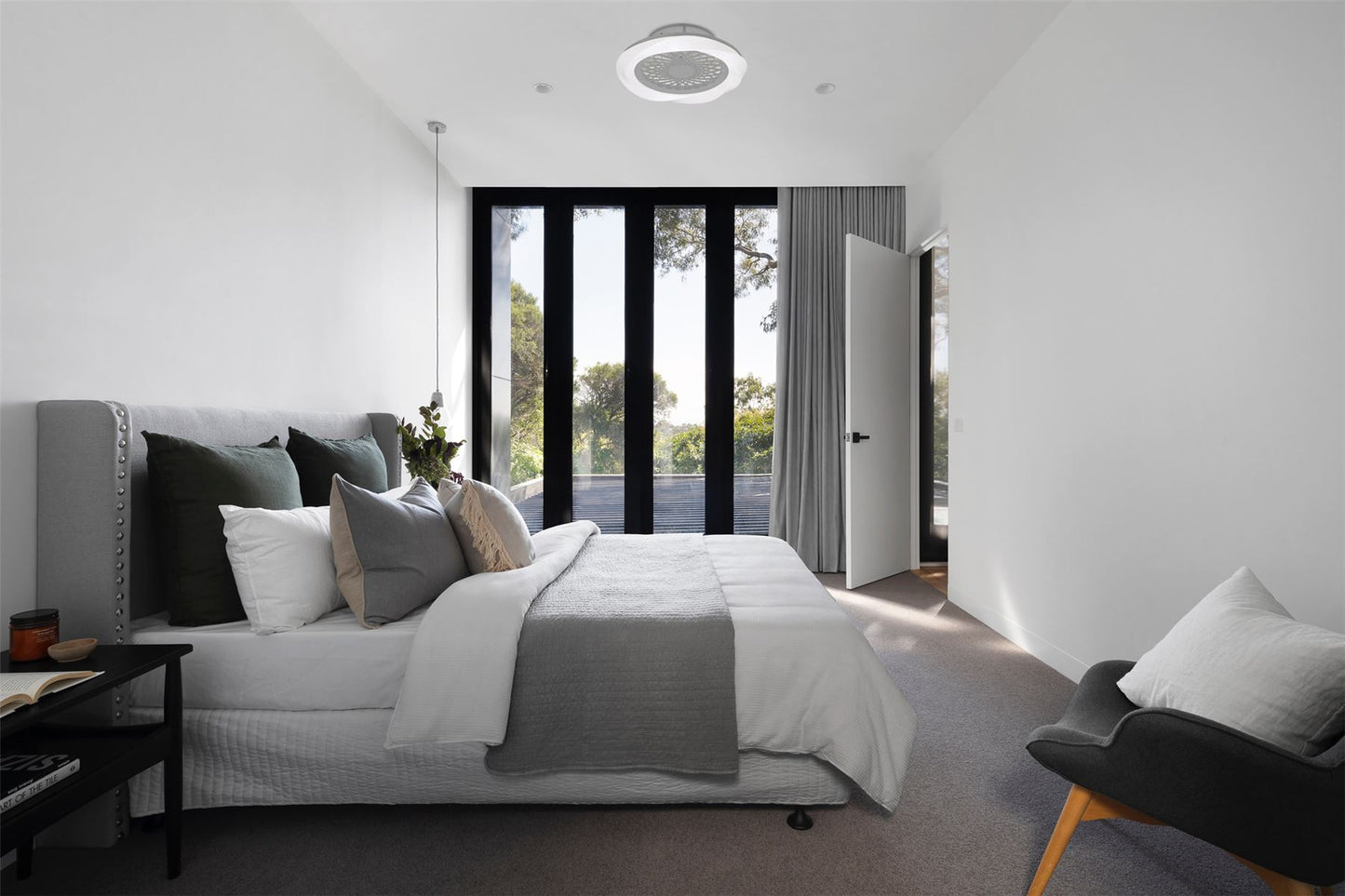 Boreal 62cm 70W LED Dimmable Ceiling Light With Built-In 35W DC Reversible Fan, Silver Finish C/W Remote Control, 4200lm