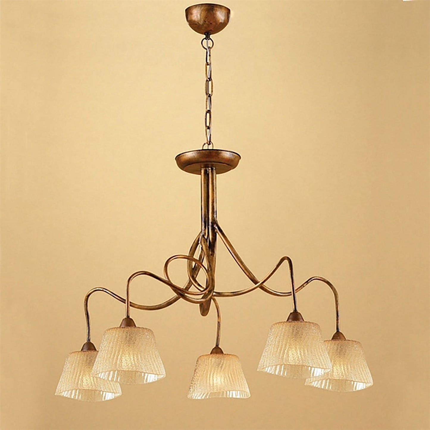 Mantra (0039 001) Tentacle 78cm Pendant 5 Light E14, Rustic Gold