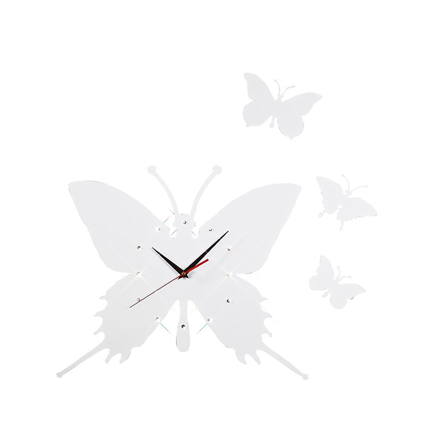 Diyas Home (DH) Infinity Butterfly Clock White/Crystal Wall