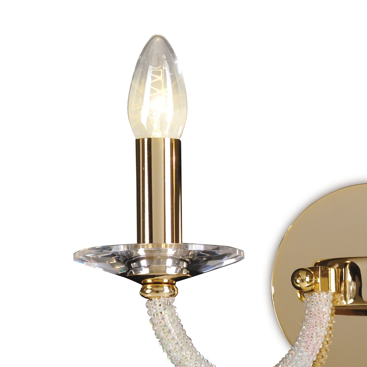 Diyas Elena Wall Light Switched 2 Light E14 Gold/Crystal