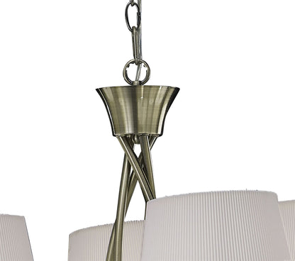 Mantra Mara 100cm Pendant 2 Tier 8 Light E14, Antique Brass with Ivory White Shades