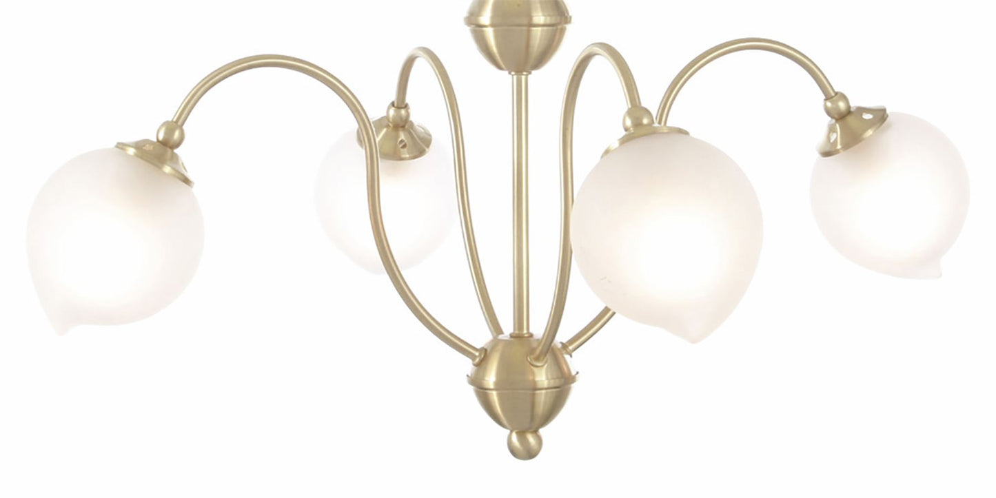 Diyas Bastia 49cm  4 Light G9 Satin Gold Ceiling Pendant Light Fitting