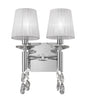 Mantra M3863/S Tiffany Wall Light Switched 2+2 Light E14+G9, Polished Chrome with White Shades & Clear Crystal - M3863/S