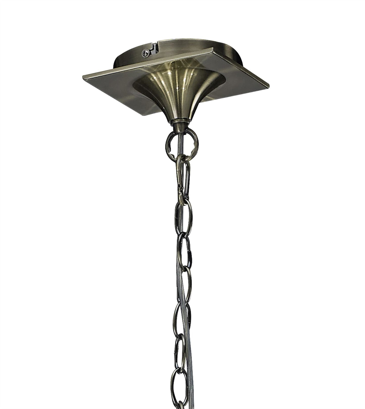 Mantra Mara 100cm Pendant 2 Tier 8 Light E14, Antique Brass with Ivory White Shades