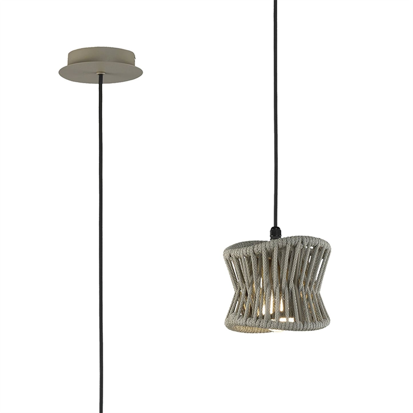Mantra Fusion Polinesia 19cm Pendant, 1 x E27, IP44, Beige Oscu, 2yrs Warranty