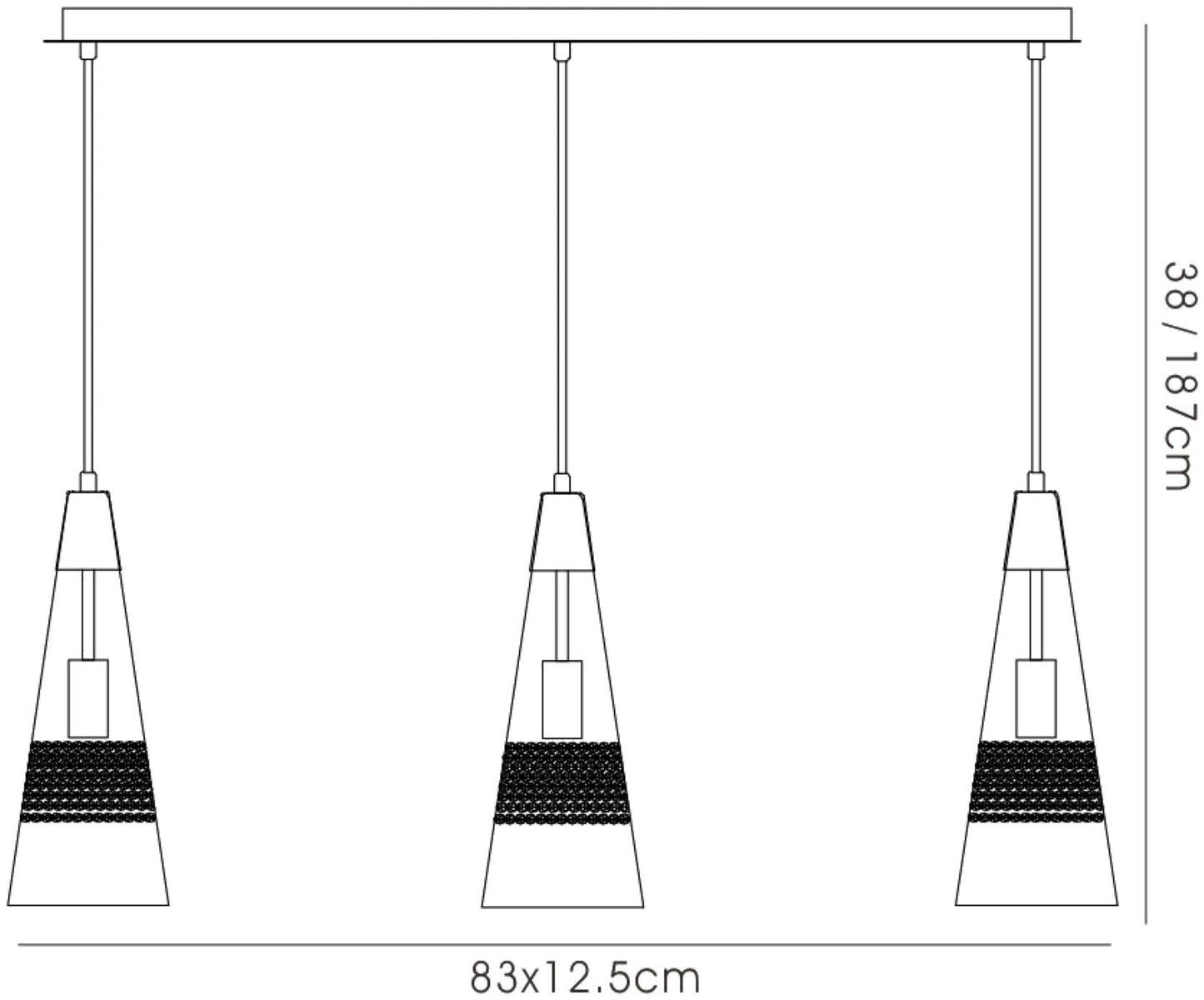 Diyas Emilia  3 Light E14 Linear Polished Chrome/Crystal Ceiling Pendant Light Fitting