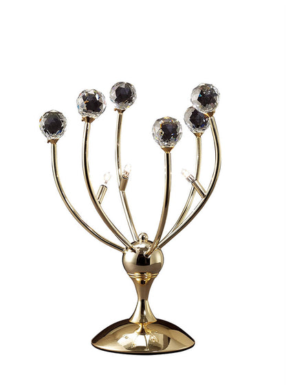 Diyas Xeena Crystal Table Lamp 3 Light G4 French Gold, NOT LED/CFL Compatible