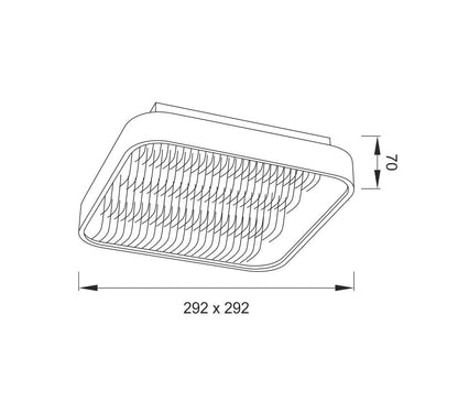 Mantra Fusion M5341 Reflex Flush 29cm Square 18W LED 3000K + 6000K, 1180lm, Aluminium/ Acrylic, 3yrs Warranty - M5341 Ceiling
