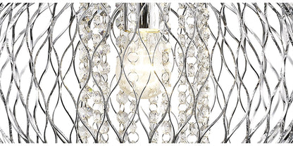 Diyas Chelsie 38cm Large  1 Light E27 Polished Chrome/Clear Beaded Glass Ceiling Pendant Light Fitting
