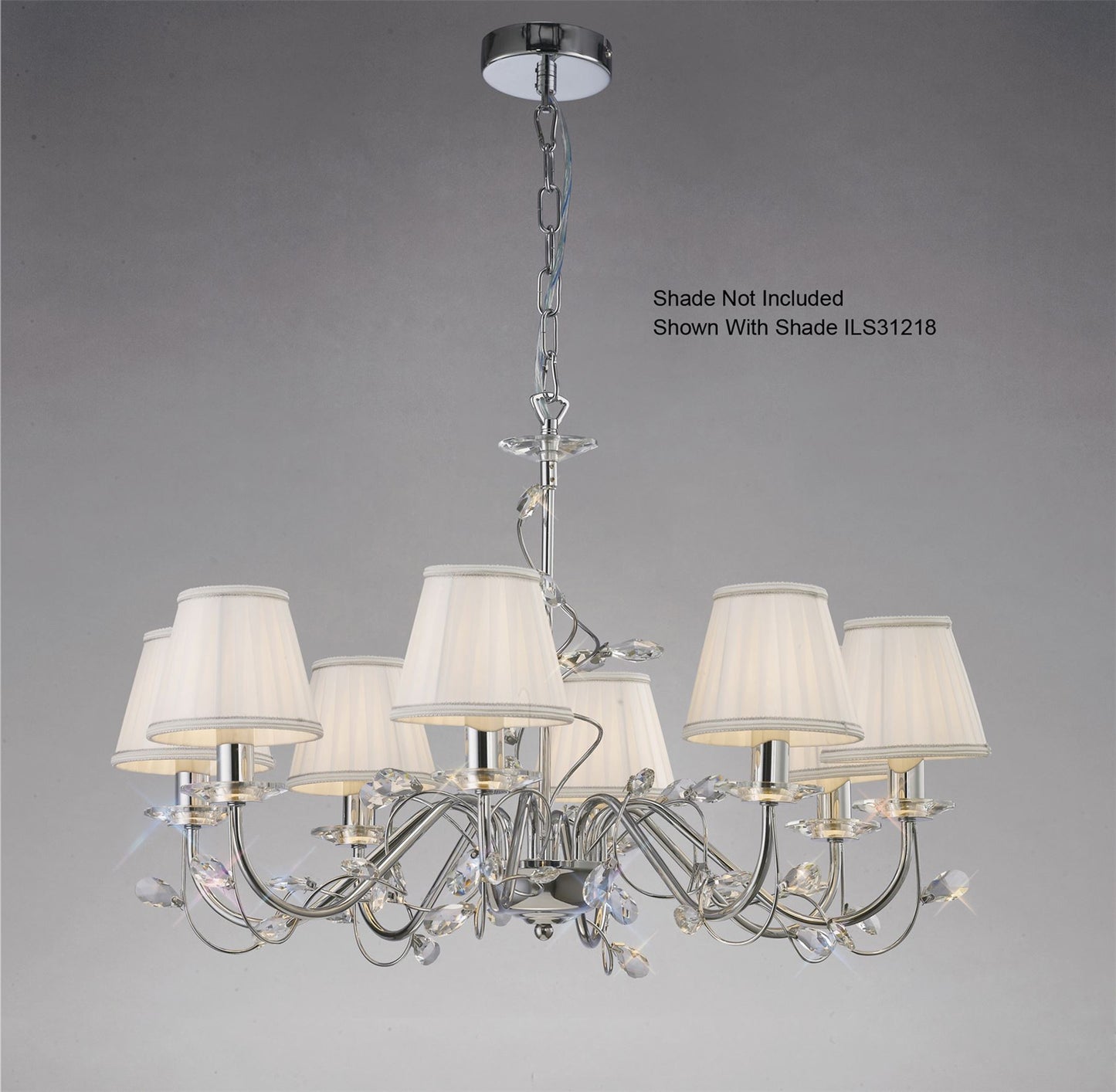 Diyas Willow 64cm  WITHOUT SHADE 8 Light E14 Polished Chrome/Crystal Ceiling Pendant Light Fitting