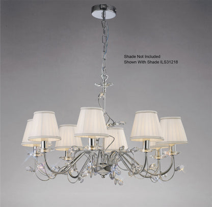 Diyas Willow 64cm  WITHOUT SHADE 8 Light E14 Polished Chrome/Crystal Ceiling Pendant Light Fitting