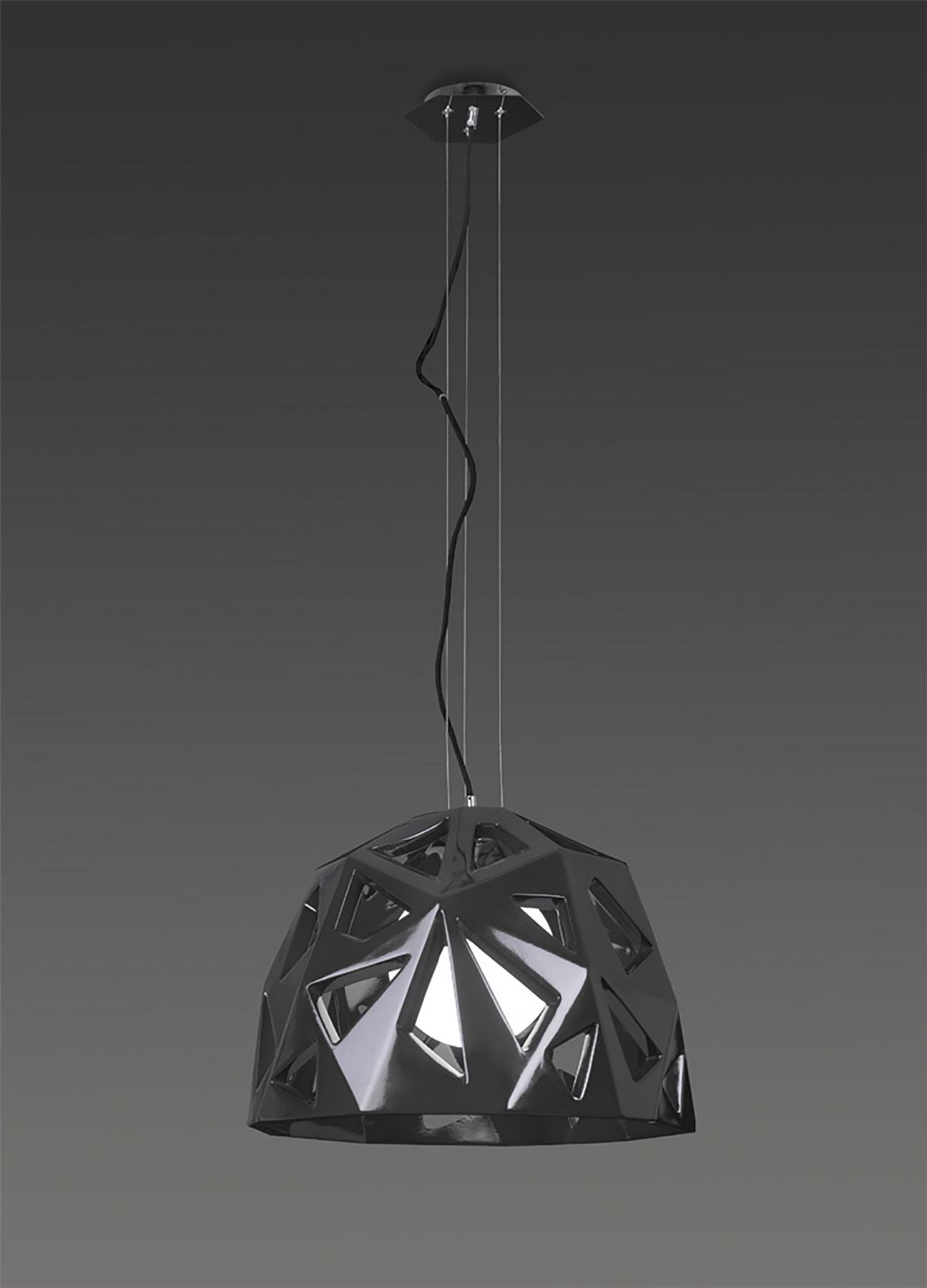Mantra M3732 Facette Pendant 1 Light E27, Gloss Black/Polished Chrome