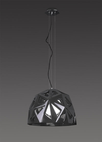 Mantra M3732 Facette Pendant 1 Light E27, Gloss Black/Polished Chrome