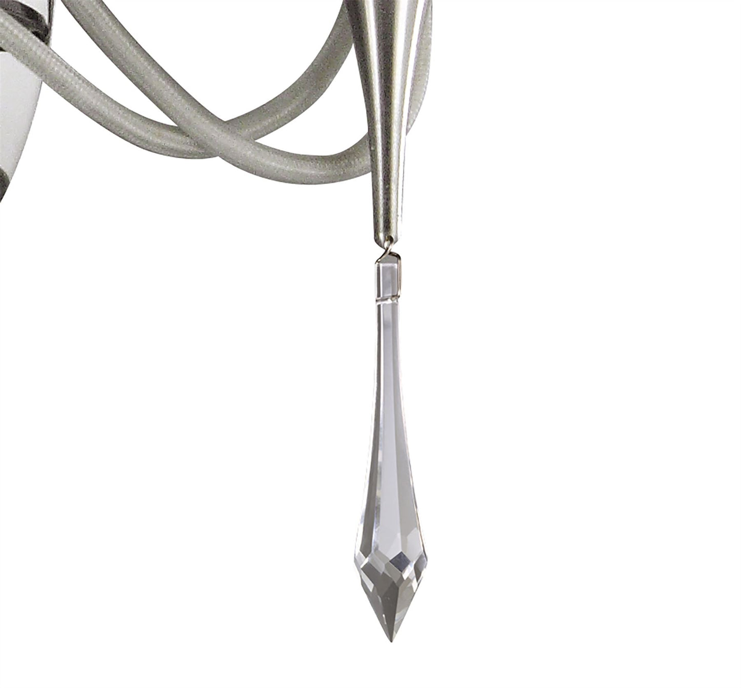 Mantra Lucca Wall Light Switched 2 Light E27, Polished Chrome with White Shades & Clear Crystal