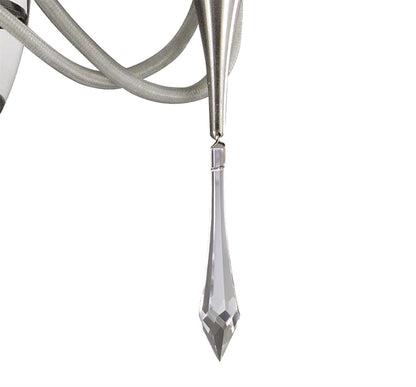 Mantra Lucca Wall Light Switched 2 Light E27, Polished Chrome with White Shades & Clear Crystal