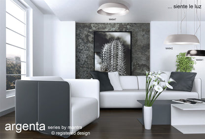 Mantra M4841 Argenta Pendant Small 18W LED 3000K, 1800lm, Matt Black/Silver/White Acrylic, 3yrs Warranty