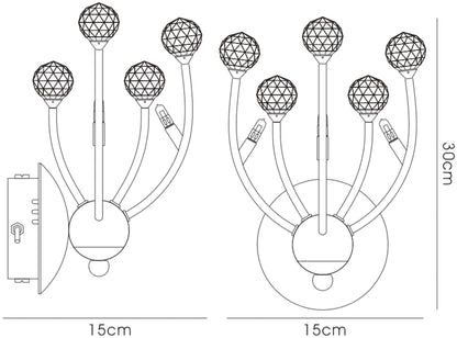 Diyas Xeena Wall Light Switched 3 Light G4 French Gold/Crystal, NOT LED/CFL Compatible