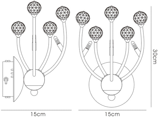 Diyas Xeena Wall Light Switched 3 Light G4 French Gold/Crystal, NOT LED/CFL Compatible