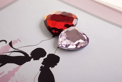 Diyas Home Crystal Wall Art (DH) Emotion Couple Kissing, Black Frame Red, Pink Crystal Framed