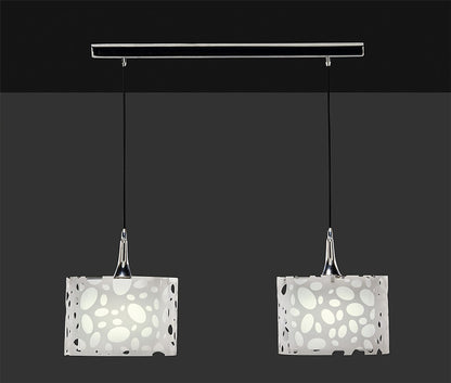 Mantra Lupin Linear Pendant 2 Light E27 Line, Gloss White/White Acrylic/Polished Chrome, CFL Lamps INCLUDED