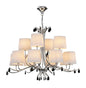 Mantra M6310 Andrea Pendant 100cm Round, 8+4 x E14 (Max 20W), Polished Chrome, White Shades, Black Crystal Droplets
